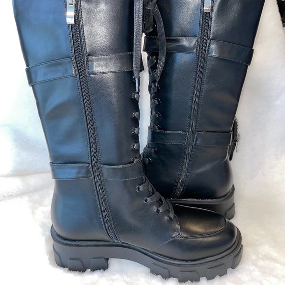 AWANG x Dolls Kill Tactical Double Zippered Pouch Knee High Combat Boots - NWT - Picture 7 of 10
